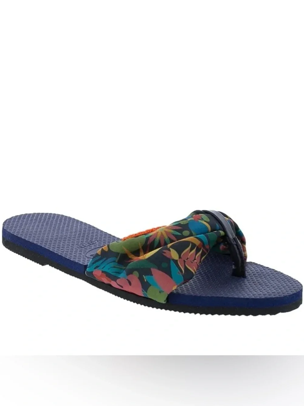 Havaianas Navy Flip Flops with Tropical Bow Strap - Size 7/8